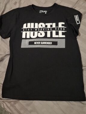 Kids' 'Hustle' Graphic Short Sleeve Tee - Black
